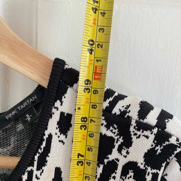 Pink Tartan - Black and White Print Knit Dress - Picture 3 of 7